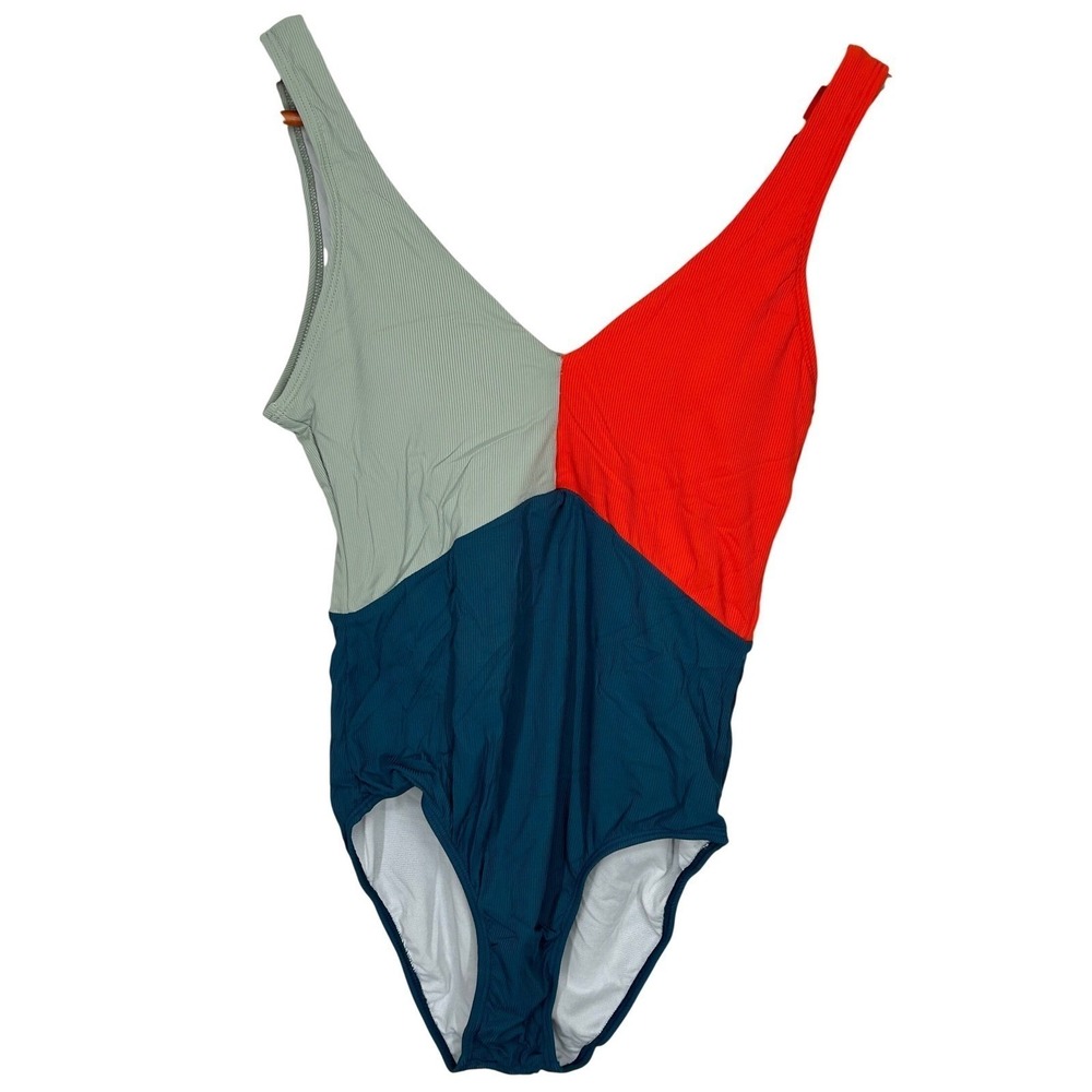 The Kelly Cahill Collection Swimwear One Piece Color Block Swimsuit Womens L NWT